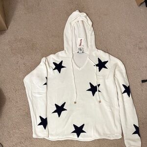 White Hoodie with Black Star Pattern